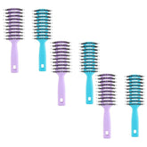 Kuber Industries Hair Brush | Flexible Bristles Brush | Hair Brush with Paddle | Straightens & Detangles Hair Brush | Suitable For All Hair Types | Round Vented | Set of 6 | Blue & Purple